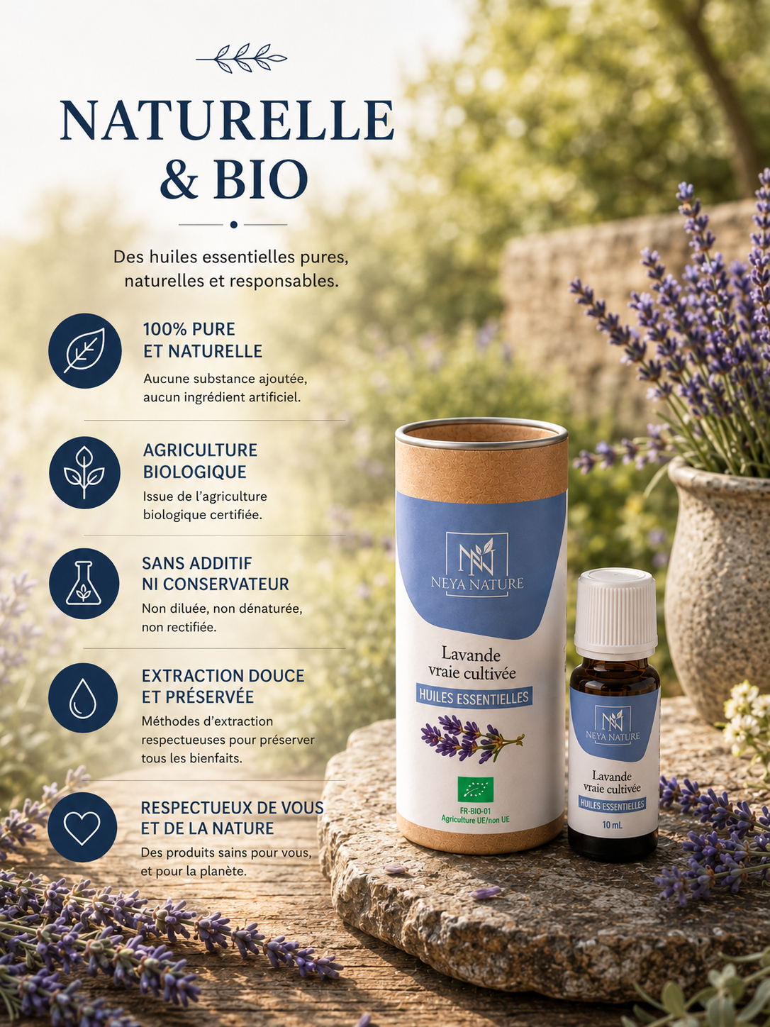 Huile Essentielle Lavande Bio – Relaxation, Sommeil & Apaisement naturel