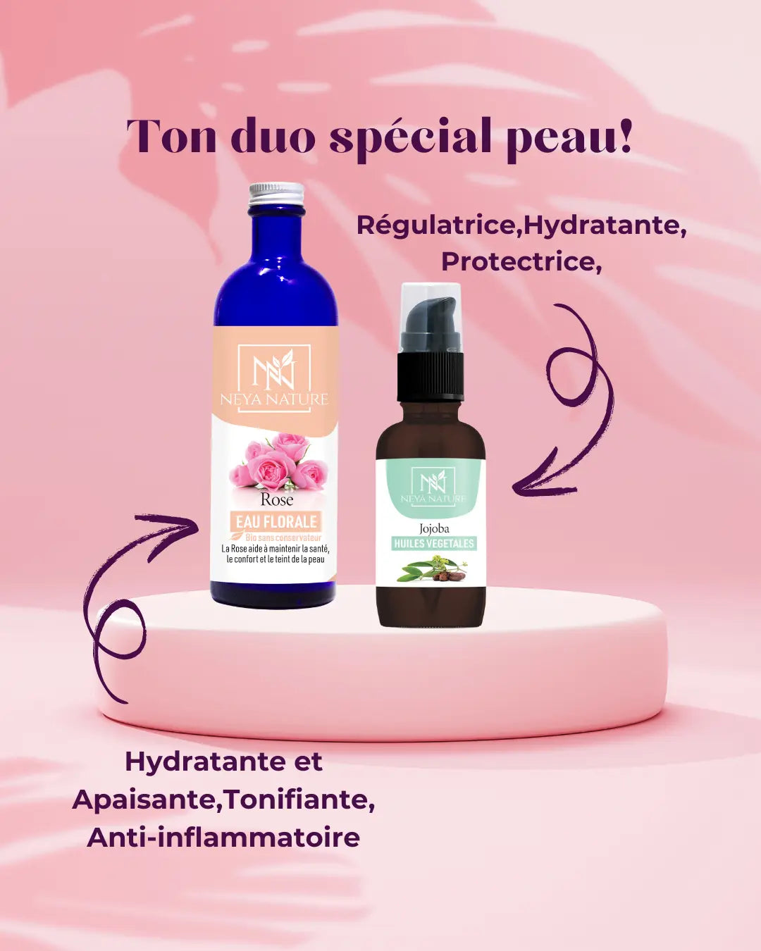 eau florale hydrolat rose huile végétale jojoba